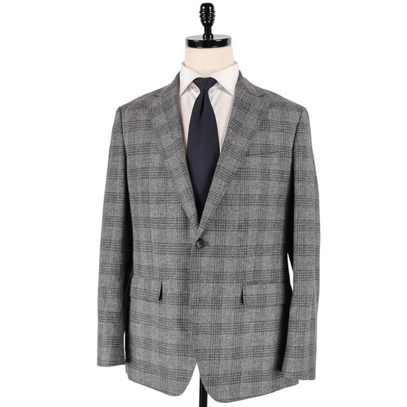Bonobos Blazer 40R Gray Plaid Marlane Wool Linen Blend Slim Fit Unstructured
